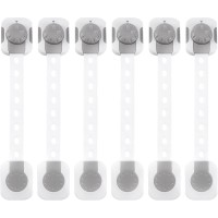 SKY-TOUCH Baby Safety Locks – Adjustable Double Button Latch System, Pack of 6 (White)